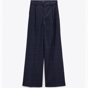 Zara plaid full length wide leg pants